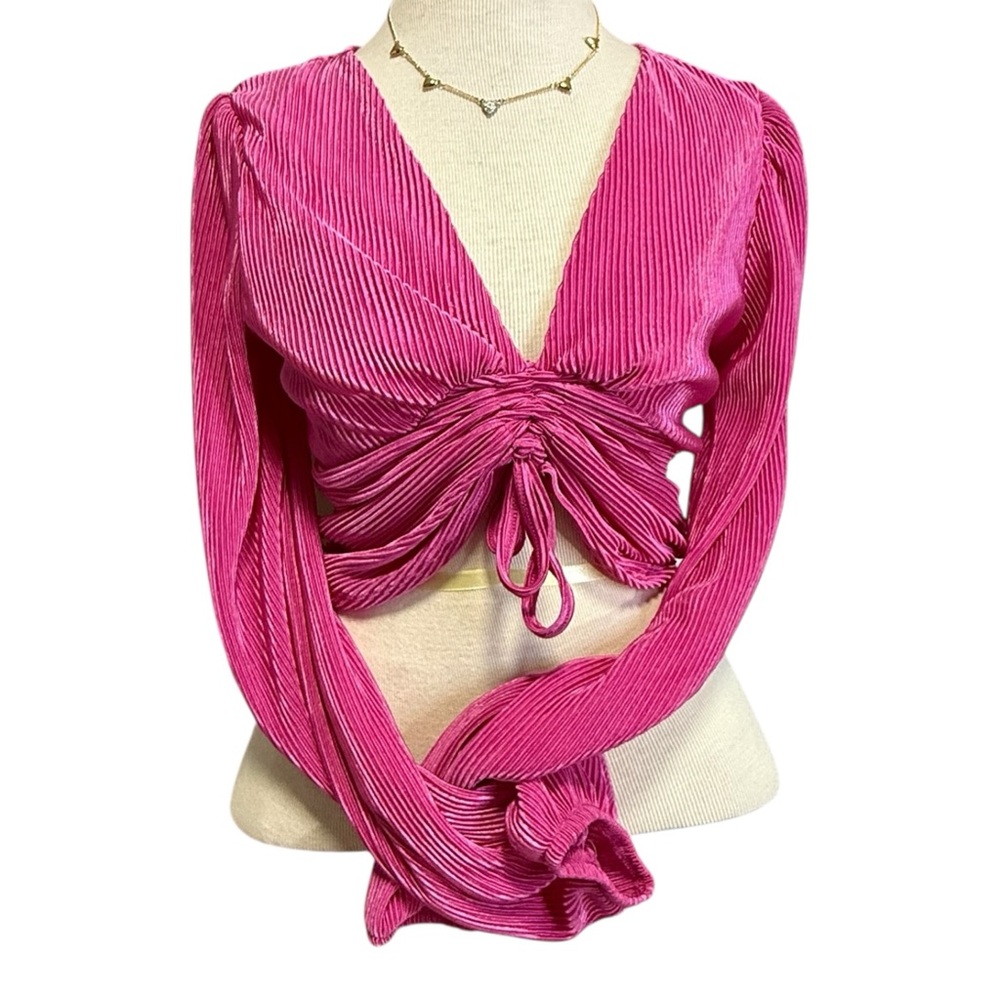Almost Famous‎ Fuchsia Ruched Blouse - Picture 2 of 5
